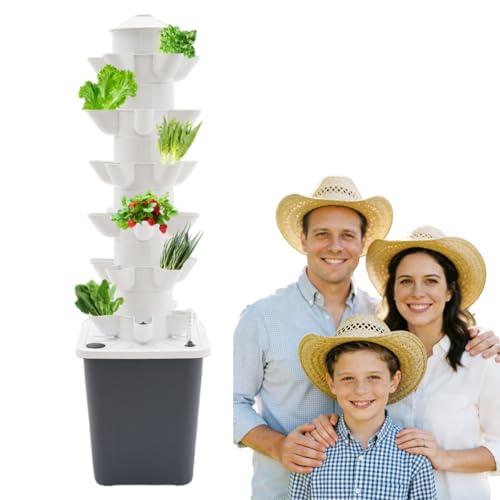 HuKaiL Kit coltivazione idroponica verticale 6 ripiani 30 fori piante serbatoio 40 l germinazione balconi ortaggi a foglia 26x26x86 cm