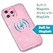 Svanove Glitter Case for iPhone 15 Pro Max Phone Case Magnetic Compatible with Magsafe, Sparkle Bling Shiny Sparkly Cute Girly Design, Trendy Aesthetic Hard Mag Cover for Women Girls, Light Pink