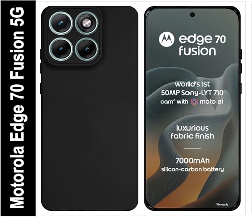 Image of SBMS Silicone Back Cover Case for Motorola Moto Edge 70 Fusion 5G | Soft Micro-Fibre Lining Inside | Camera Protection Bump | Shockproof Back Cover Case for Moto Edge 70 Fusion (Black)