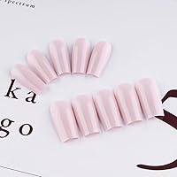 Vista 5 de Xcreando - Uñas postizas Baby Pink de longitud media y largas, estilo coffin cuadrado, uñas acrílicas con pegamento, uñas postizas de color sólido