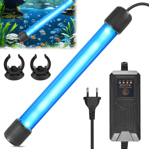 Funmo Aquarium UV Sterilisator Licht, UV Sterilisationslampe, UV Licht Wasserklärer, für Aquarien zur Unterwasser-Sterilisation, Wasser-Desinfektion und Abtöten von Grünalgen und Bakterien