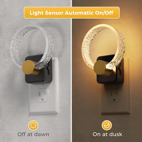 Image of L LOHAS LED Night Lights Plug into Wall, Plug in Night Light with Light Sensor, 3000K Soft White, 0-100LM Brightness Adjustable, Acrylic Nightlight for Bathroom Bedroom Hallway