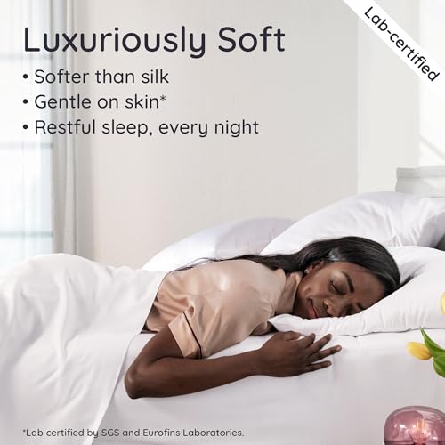 Bambaw King Sheets Set 4pcs – 100% Viscose Derived from Bamboo Sheets King Size Deep Pocket, Fits Up to 16'', Luxury Bedding, Super Soft Sheets King Size, Cooling Sheets King Size (White) - Image 5