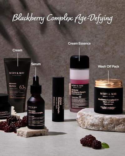Image of Mary&May Idebenone Blackberry Essence Mask, Bamboo Charcoal, 20 Sheets | Premium Korean antioxidant mask, 500ppm idebenone, 63% berry, 6 peptides, stable vitamin C, niacinamide & ceramide, pull-out