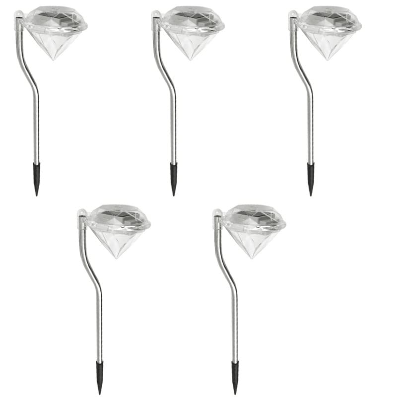 Exxelo (Pack of 5 Solar Diamond Kohinoor Model Stainless Steel Solar Path Way Light for Outdoor-image-28
