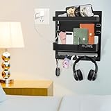 Bedside Shelf Wall Mount Wall Nightstand for Bedroom,Rv,Dorm Room Decor, Dorm Room Essential,Bedside Wall Organizer for Phone, Remote, Earphone, Plastic(Black) (1, Black)