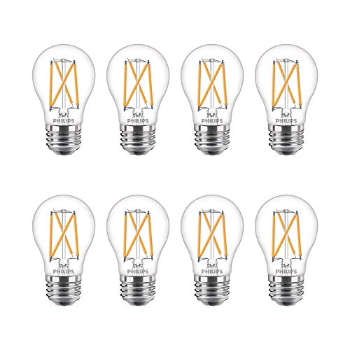 Philips LED Flicker-Free A15 Light Bulb, EyeComfort Technology, Dimmable Warm Glow Effect, 350 Lumen, 2700-2200K, 3.8W=40W, E26, Title 20 Certified, 8-Pack
