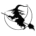 Auleset Autocollants Halloween pour voiture, carrosserie, voiture - Motif balai de sorcière, lune - Noir