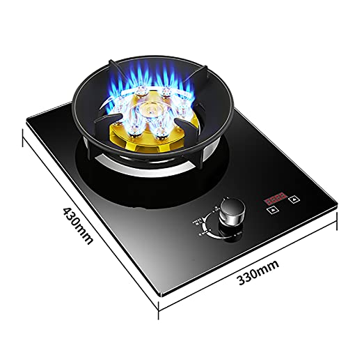 Image of Gas Stove Gas Built-In Gas Cooktop 5.2Kw Glass Cooker Hob 1 Burner,With Zinc Alloy Knob &Flame Failure Protection (F LPG) (D NG)