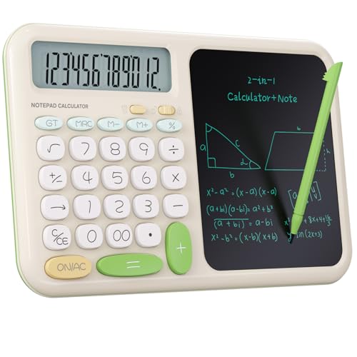 GUYUCOM Calculatrice de Bureau avec Bloc-Notes pour Collège et Lycée – Écran HD 12 Chiffres, Design Simple à Grosses Touches PVC, Calculatrice de Base...
