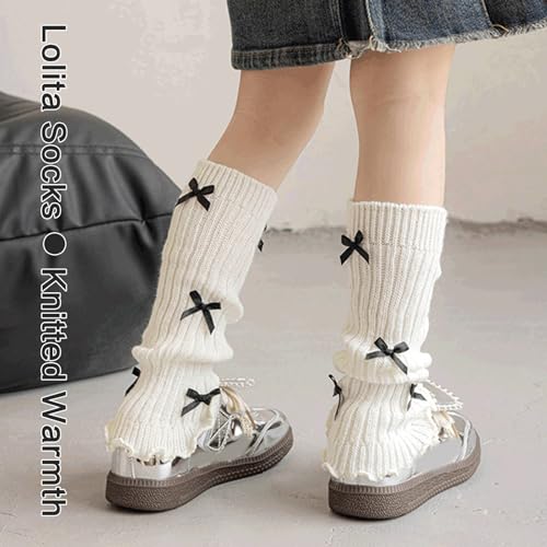 Kids Long Tube Socks with Bowknot Fashionable Leg Warmers Children Fashionable Long Leg Socks Pair for Girls Aged 3-83