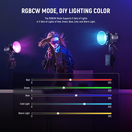 Image of NEEWER MS60C 65W RGB COB Video Light with 2.4G /Application Remote Control, Continuous RGB LED Lighting, Bowens Mount Photo Studio Light