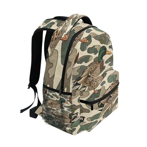 Duck Camo Camouflage Backpack Laptop Tablet Travel School Bag with Name Tag for Boys Girls2
