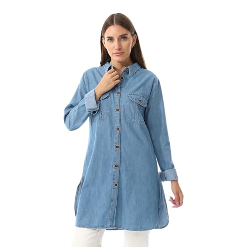 اندورا قميص جينز باكمام طويلة ازرق مقاس 2XL للنساء