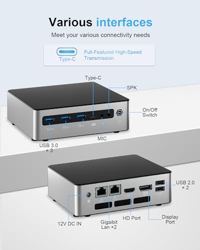 Image of Mini PC NUC 13 Pro Core i5 1340P(12C /16T) , 8K Mini Desktop Computer Win 11 Pro with Iris Xe Graphics, 16GB DDR5 512GB SSD, DP /HD /USB-C Triple Display, WiFi6, BT5.2, Dual Gigabit Lan Mini PC Gaming