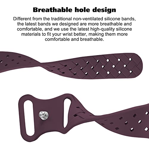 Image of Silicone Braided Weave Bands Compatible with Apple Watch 38mm 40mm 41mm 42mm 44mm 46mm 45mm 49mm, Replacement Sport Breathable Strap for iWatch Series 11 /10 /9 /8 /7 /6 /5 /4 /3 /2 /1 Ultra SE, Dark Cherry