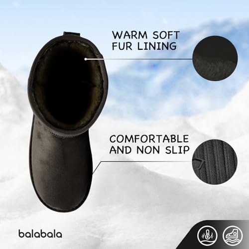 Balabala Toddler Snow Boots Kids Snow Boots Girls Boys Winter Boots Warm Water Resistance Suede Boots Classic Solid Casual4