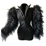 JUBAODS Fashion Black Dress Deep V Neck Club Bar Party Birthday Performance Big Sleeves Dance Sexy Stage Drag Queen Costumes (black)