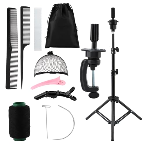 YBENWL Wig Stand 29pcs Kit, 360° Rotating Mannequin Head Tripod