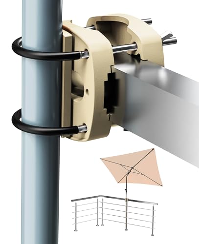 4smile Sonnenschirmhalter Balkongeländer SunnyEasy, Sandbraun - Funktionale Sonnenschirm Halterung Balkon, flexibel montierbar - Schirmhalterung Balkongeländer ersetzt Sonnenschirmständer Balkon