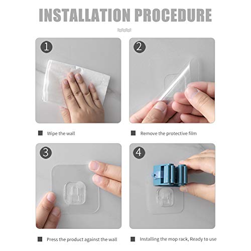 Anself Suporte de esfregão Suporte de vassoura Auto-adesivo Montado na parede Vassoura Organizador R