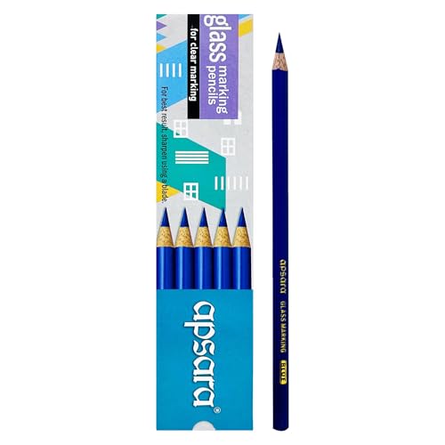 Image of Apsara Glass Marking Pencil - Blue | Clear & Visible Marking on Glass, Metal, Plastic & Smooth Surfaces | Easy to Erase | Pack of 10 Pencils
