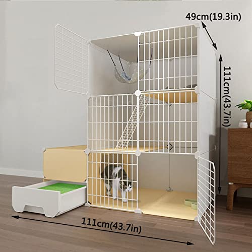 Grande cage pour chat intérieur chenil pliable avec rampe et échelles