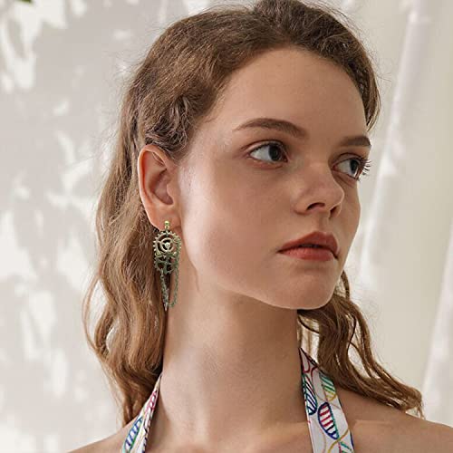 QUPENGXU Steampunk Vintage Clockwork Earrings Handmade Retro Clock Gear Drop Dangle Earrings For Women And Men3