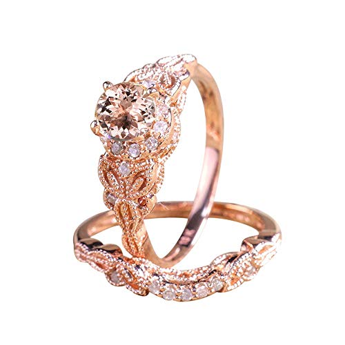 Xinantime Womens Ring Rose Gold Engagement Ring Zircon Leaves Ring Elegant Ring for Lovers for Her
