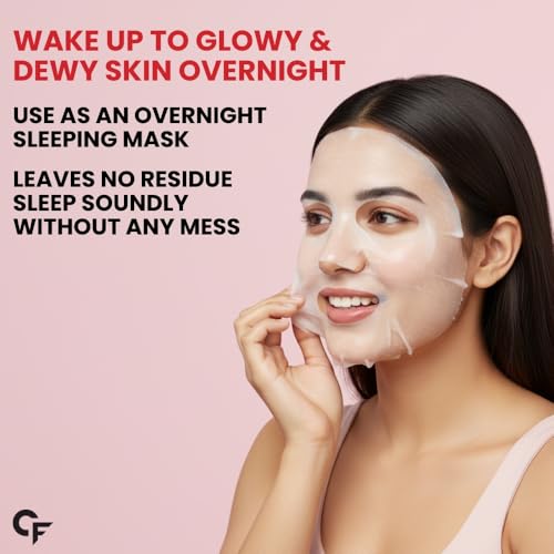 Image of Carbamide Forte Bio Collagen Mask | Collagen Mask Overnight Sheet with Low Molecular Collagen, Niacinamide & Hyaluronic Acid | Korean Glass Skin Overnight Hydrogel Face Mask Sheets for Deep Hydration, Pore Minimizing, Firming & Moisturizing | Paraben-Free | For All Skin Types | 1 Piece - 35g