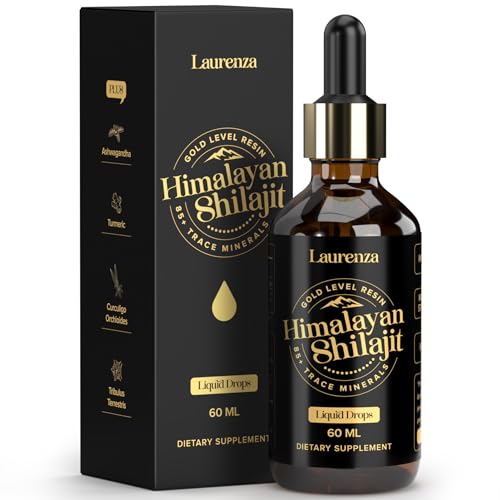 60ML Shilajit Pure Organic Himalayan Shilajit Resin Drops, 500mg High Potency, Golden Grade A Shilajit Supplement, 85+ Trace Minerals & Fulvic Acid, Natural Energy & Immune Booster