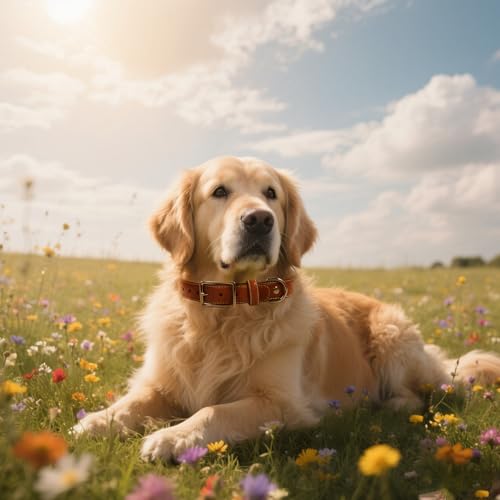 Hundehalsband aus echtem Leder, strapazierfähiges Hundehalsband mit stabiler Metallschnalle, dickes Halsband für Spaziergänge, Wandern, Training, Jagd (M