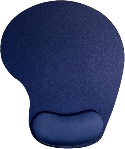 Image of Mouse Pad with Gel Wrist Rest Support, Ergonomic Mouse Cushion with Non Slip Rubber Base Mouse Pad for Laptop, Computer, Gaming, Office (Navy Blue, Oval)
