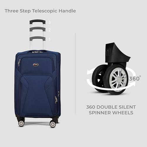 Image of AMERICAN TRAVELLER Bite 55 cm Cabin Trolley Bag (2-3 Days) | Expandable | 360 Spinner Wheels, Telescopic Handle, Front Pockets, Twill Fabric, Travel Bag, 5 Years Warranty
