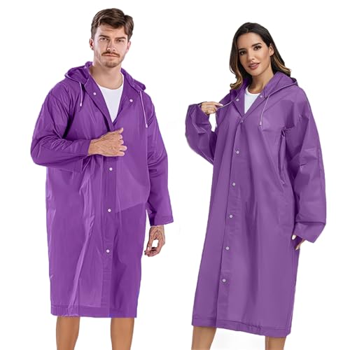 Gerhannery Regenponcho Wiederverwendbar, 2 Stück Wasserdicht Regenmantel für Damen Herren,...