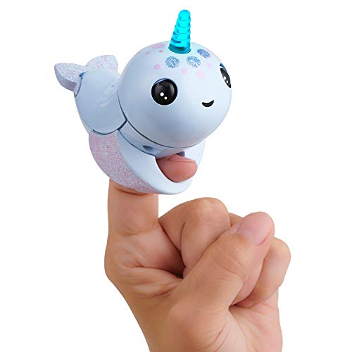 WowWee Fingerlings Light Up Narwhal - Nori (Blue) - Friendly Interactive Toy