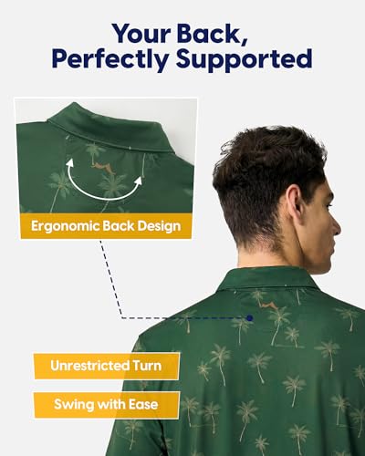 maamgic Men's UPF50+ Printed Golf Polo