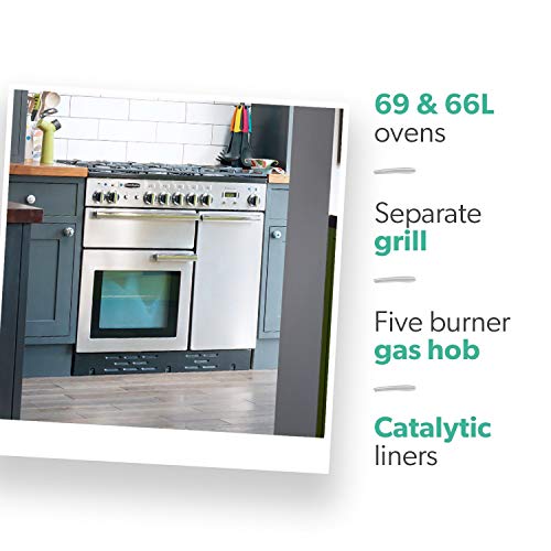 Rangemaster PROP90DFFSS/C Freestanding Range Cooker, Two Fan Ovens, AA Rated, 5 Burner Gas Hob, Stainless Steel - Image 4