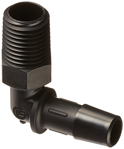 Eldon James L4-6BN Black Nylon Threaded Elbow, 1/4-18 NPT Thread to 3/8