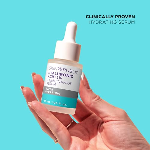 Skin Republic Hyaluronic Acid 1% + Niacinamide Serum. Proven to Improve Skin’s Overall Appearance. 30ml Bottle. Made in Europe.