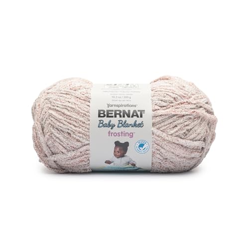 Image of Bernat Baby Blanket Frosting Cozy Rosie Yarn - 1 Pack of 10.5oz /300g - Polyester - #6 Super Bulky - 220 Yards - Knitting, Crocheting, Crafts & Amigurumi, Chunky Chenille Yarn