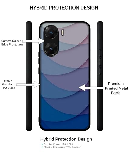 Image of Waves Pattern Print Design Premium 2D Printed Metal Back Case Cover for Vivo V29E 5G, Blue