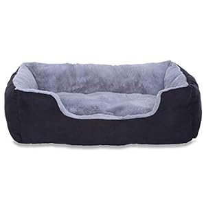 lionto Cama perros cojín perros cesta perros con cojín tamaño (M) 60×48 cm gris/negro