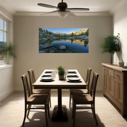 Calcomanías de pared montañas y lagos autoadhesivas de 120x80 cm para salón y oficina 5