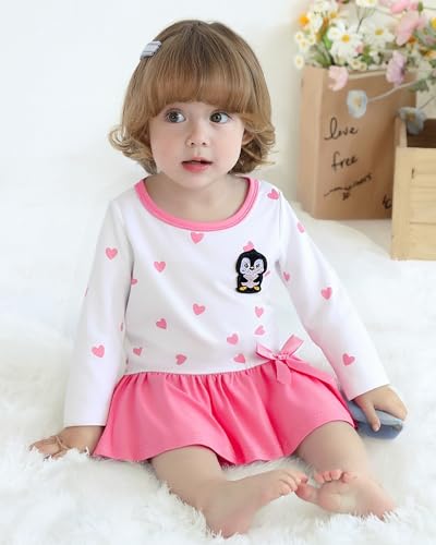 Baby Girl Fall Clothes: Soft Long Sleeve Bow Tie Print Outfits Casual Birthday Party Clothing for 6Months-3T2