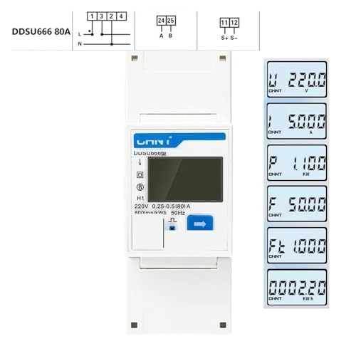 Compteur électrique connecté DDSU666 80A rail DIN RS485 bidirectionnel