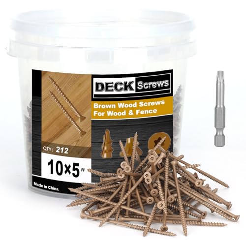 Image of Deck Screws #10 x 5'', T25 Star Torx Drive Flat Head Wood Screws, Brown, 5lb