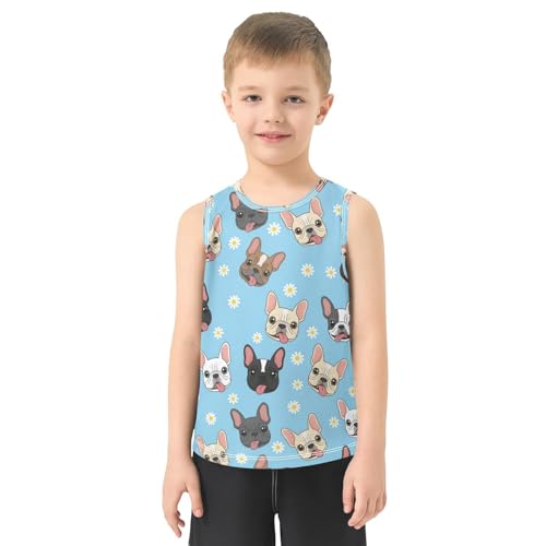 J JOYSAY Bulldog Daisy Blue Boys Tank Top Sleeveless Muscle Shirts Quick Dry Workout Active Sport Kids T-Shirts 3-15T2