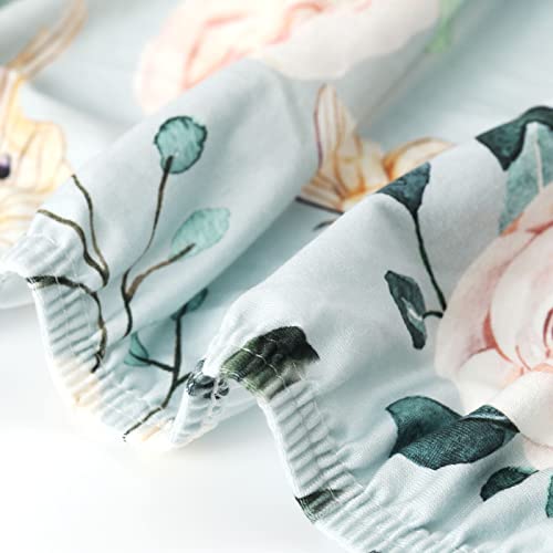 Image of GRSSDER Stretch Ultra Soft Jersey Knit Changing Pad Cover Set 2 Pack, Change Table Pad Covers Fit 32 inch /34 inch x 16 inch Pads Safe and Snug, Stylish Watercolor Flowers and Fruits for Girls