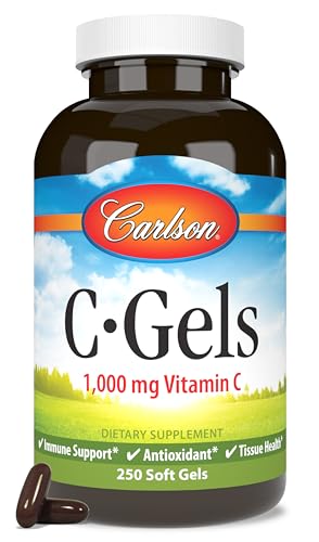 Carlson - C-Gels 1000mg Vitamin C Softgels Immune Support & Heart Health Vitamin C Softgels Antioxidant Vitamin C Supplement 250 Softgels